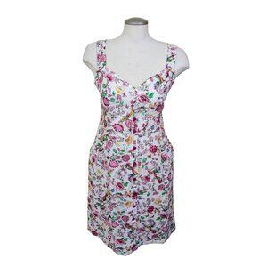 En Kay By Navleen Dress Floral Med Ivory Multicolor Y2K Babydoll Linen Blend